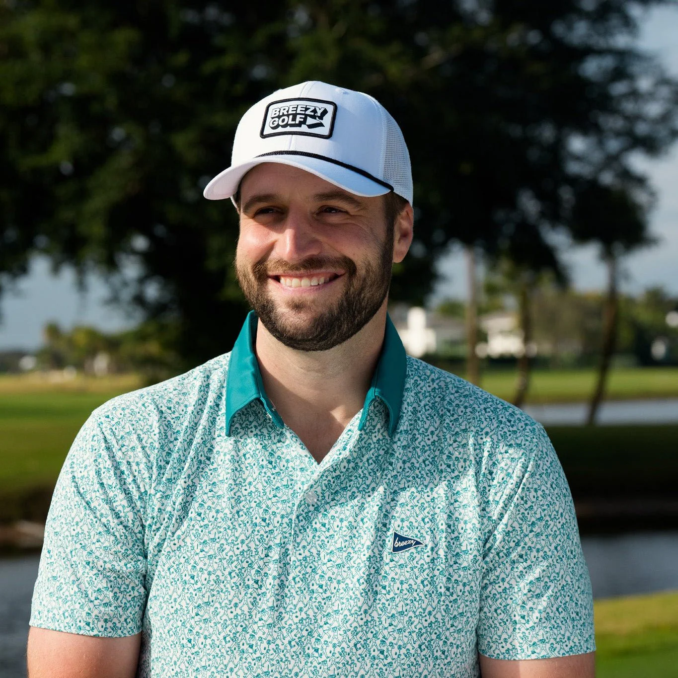 Classic Breezy Golf White and Black Meshback Patch Rope Hat - Image 3