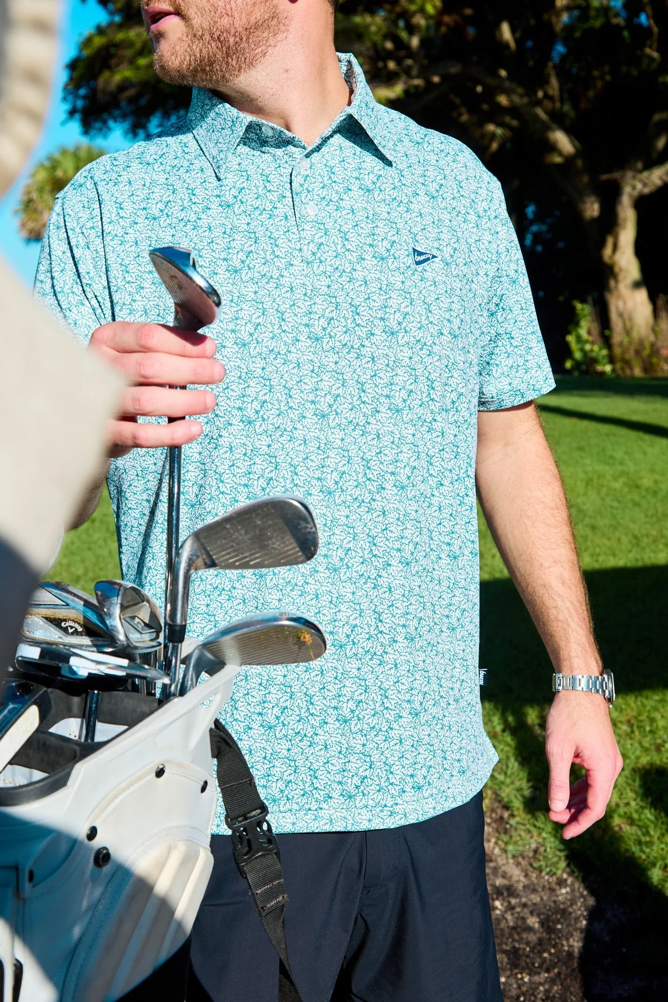 The Raking Leaves Sea Green Polo - Image 9